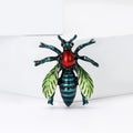 Colorful Enamel Beetle Brooch with Red Body and Green Wings view 2