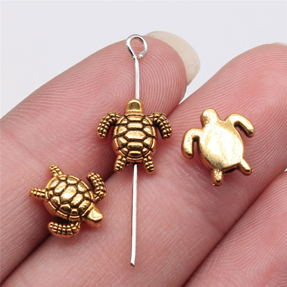 10x10mm 0.8g Antique Gold Zinc Alloy Turtle Loose Metal Beads for Bracelet DIY Jewelry Making