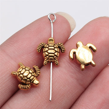 Dimensional Sea Turtle Small Hole Metal Bead in Two Finishes