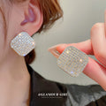 Crystal Pave Geometric Stud Earrings in Two Shapes view 4