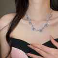 Flower Crystal Necklace Bracelet Earring Sets Gold Silver view 10