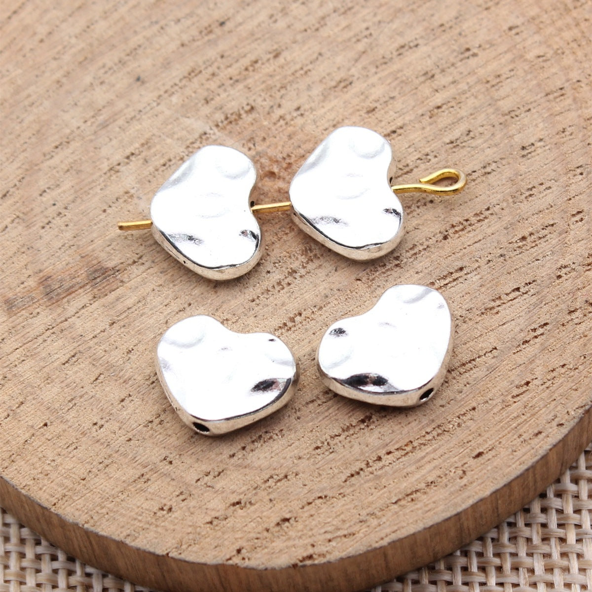 12x9x3mm 1.3g Antique Silver Zinc Alloy Heart Small Hole Loose Metal Beads for DIY Jewelry Making