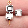 6.5x6.5x3.4mm 0.54g Antique Silver Zinc Alloy Textured Square Loose Metal Beads for Bracelet Jewelry Making