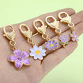Rose, Sunflower and Daisy Charm Keychains Featuring Purple Heart Across 18 Variations view 2