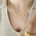 Double Layer Love Script Heart Pendant Necklace Set view 4