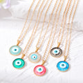 Gold Tone Small Round Resin Evil Eye Pendant Necklaces view 1