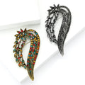 Curved Feather Crystal Brooch in Dark and Multicolor Styles view 2