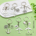Silver Tone Travel Keychains With Airplane, Compass And Globe Charms view 3