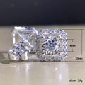 Square Halo Clear CZ Stud Earrings Rose Gold Silver Gold view 5
