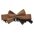 Black Coffee Satin Bow Hair Claw Clip Rhinestone Center view 5