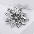 Crystal Flower Brooch Marquise Rhinestone Leaf Burst Pin view 4