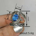 Antique Silver Blue Oval Cabochon Wrap Finger Ring Sizes 6-10 view 4