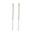 Long Silver Tone Crystal Chain Statement Tassel Earrings view 5