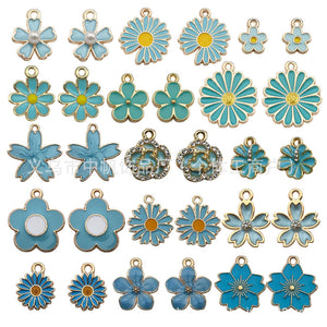 Enamel Flower and Daisy Charms in Gold-Tone Zinc Alloy, 23 Choices