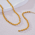 Gold Hollow Heart Linked Chain Necklace and Bracelet Set view 4