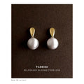 Gold And Silver Tone Brushed Round Disc Drop Stud Earrings view 1