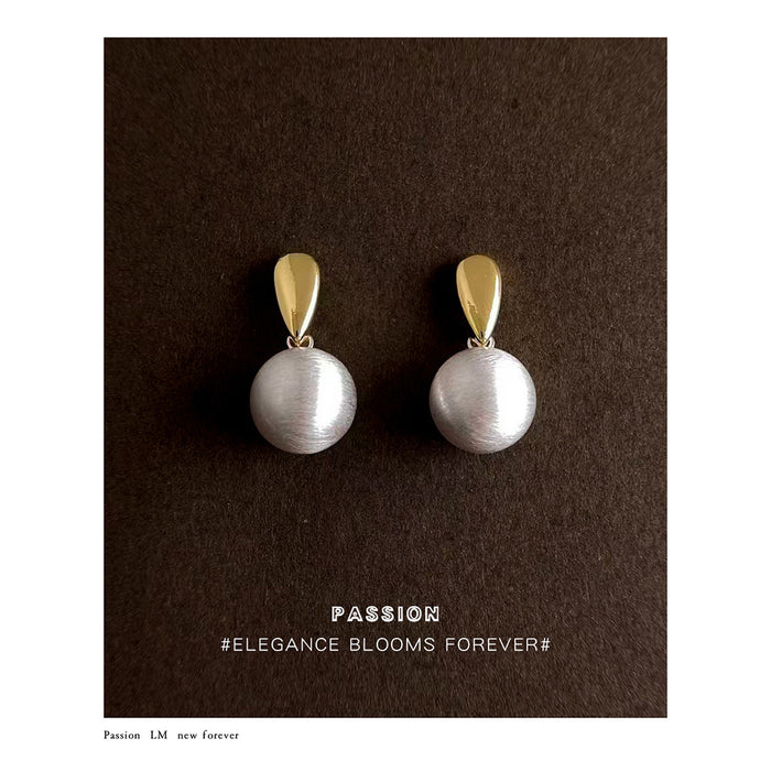 Gold And Silver Tone Brushed Round Disc Drop Stud Earrings