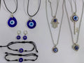 Blue Evil Eye Nine-Piece Necklace, Earring and Cord Bracelet Set view 1