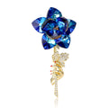 Faceted Rose Brooch With Faceted Crystals And Polished Metal Details view 5