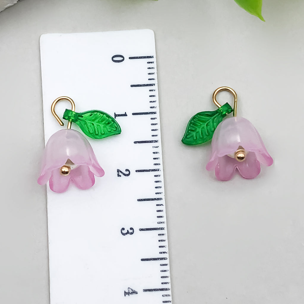 Acrylic Pearl Color Lily of the Valley Leaf Flower Charm Pendant for DIY Jewelry