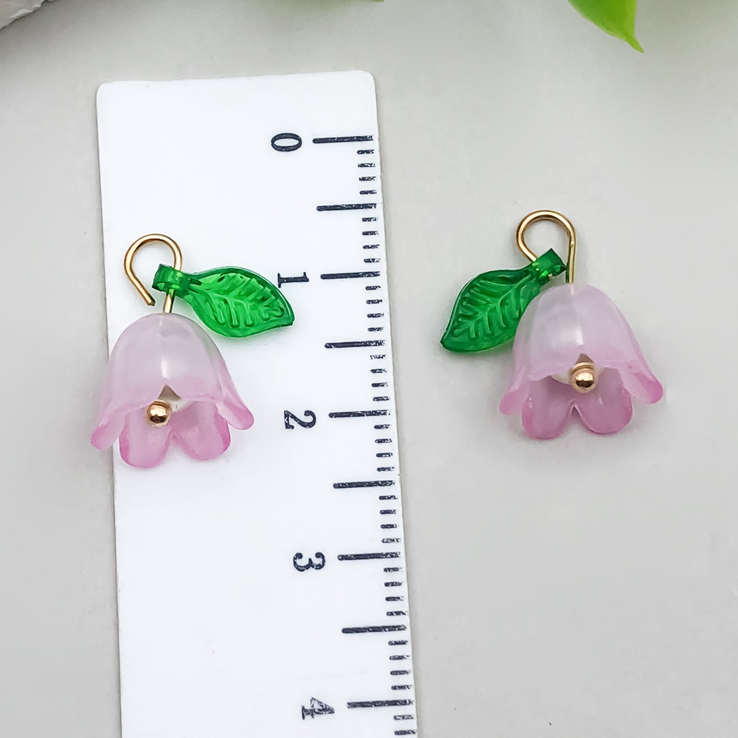 Acrylic Pearl Color Lily of the Valley Leaf Flower Charm Pendant for DIY Jewelry
