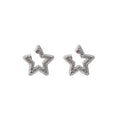 Textured Silver Tone Open Star Statement Stud Earrings view 5