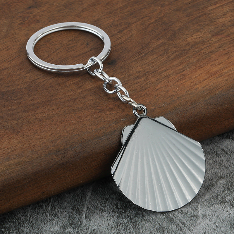 Simple Beach Shell Metal Keychain Pendant for Bag and Car Keys