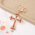 Rhinestone Filigree Cross Keychain Metal Religious Charm view 7