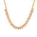 Gold Curb Chain Fringe Necklace Colored Enamel Bead Drops view 5