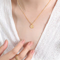 Double Sided Fu Xi Round Enamel Pendant Necklace Gold Chain view 4