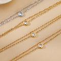 Double Layer Chain Single Zircon Station Bracelet Gold Steel view 3