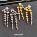 Graduated Metal Ball Fringe Statement Stud Earrings view 4