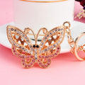 Pink Jeweled Butterfly Keychains with Braided Plain and Wrist Loop Options view 3