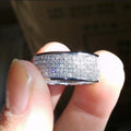 Silver Five Row Pavé CZ Wide Band Finger Ring Sizes 6-10 view 2