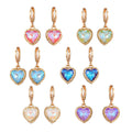 Gold Tone Faceted Crystal Heart Huggie Earrings 6 Colors view 5