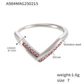 Stainless Steel V Shape Zircon Open Rings Gold Steel Six Styles view 7