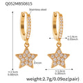Gold Star Zircon Drop Hoop Earrings Smooth Twist Pavé Styles view 7