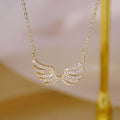 Gold Tone Crystal Angel Wing Pendant Necklace Jewelry view 2