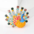 Colorful Crystal Peacock Brooch With Bright Enamel Fan Tail view 4