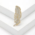 Rhinestone Feather Brooch Gold Silver Gray Black Four Styles view 5