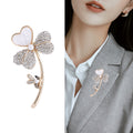 Crystal Clover Brooch with Shell Heart and Bee Accent view 3