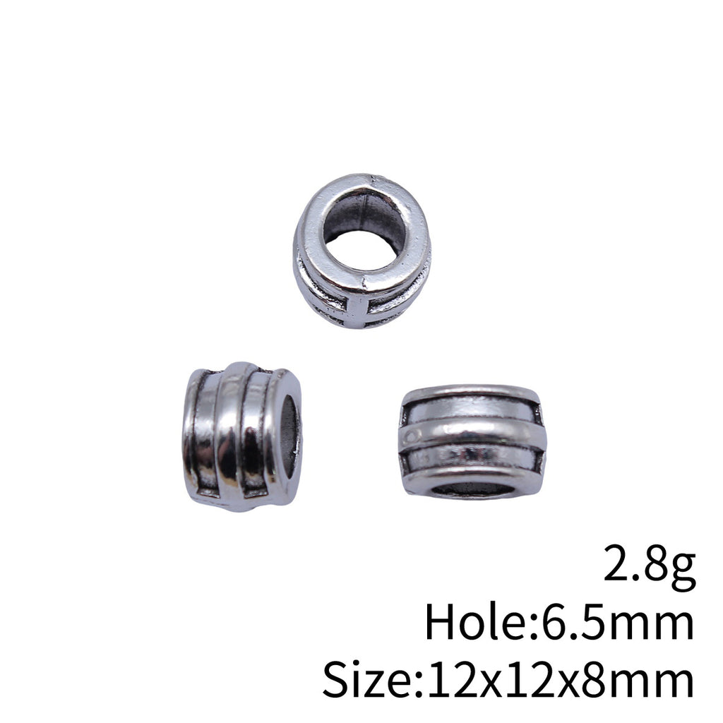 12x12x8mm 2.8g Antique Silver Zinc Alloy Large Hole Spacer Beads for Bracelet Jewelry Making