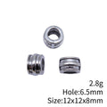 Grooved Silver Tone Large Hole Barrel Spacer Beads view 3