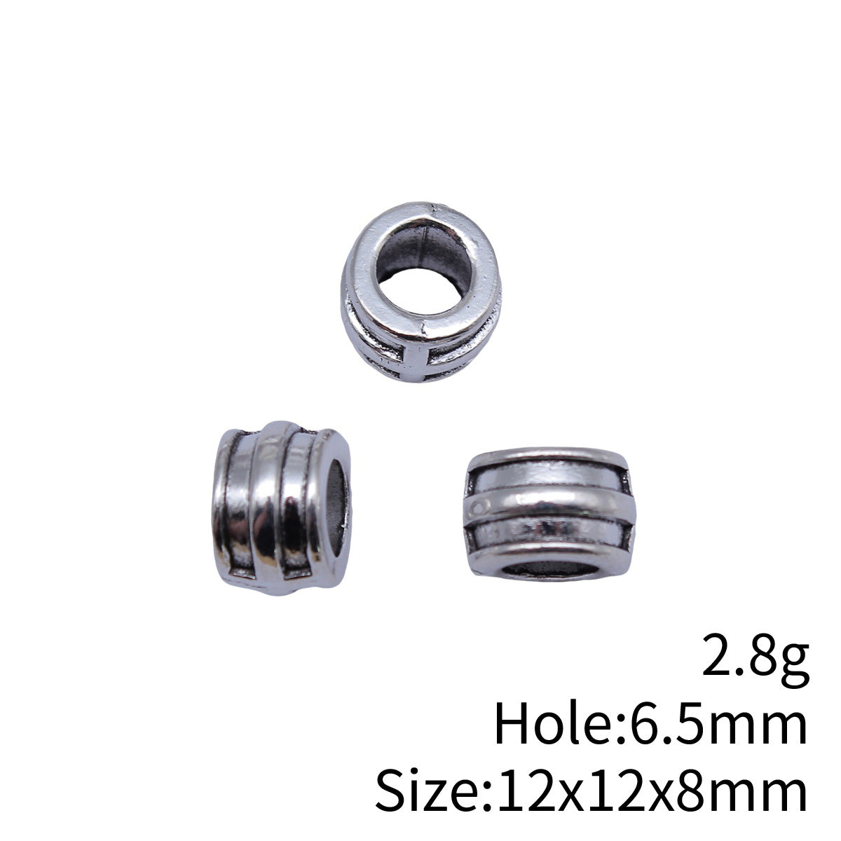 12x12x8mm 2.8g Antique Silver Zinc Alloy Large Hole Spacer Beads for Bracelet Jewelry Making