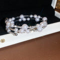 Gold Silver Pearl Rhinestone Multi Layer Open Cuffs view 6