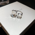 Silver Dual Clear Geometric Crystal Open Statement Ring view 6