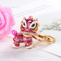 Chinese Lion Dance Keychain Enamel Rhinestone Bag Charm view 9