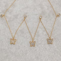 Gold Tone Star and Butterfly Station Necklace with Clear Stones view 3