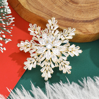 Baguette Crystal Snowflake Brooch shown against a white display background