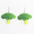 Silver Tone Realistic Broccoli Vegetable Hook Earrings view 1